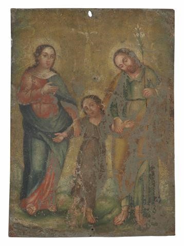 OIL ON TIN RETABLO HOLY FAMILY  35a28e