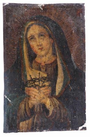 OIL ON TIN RETABLO, OUR LADY OF