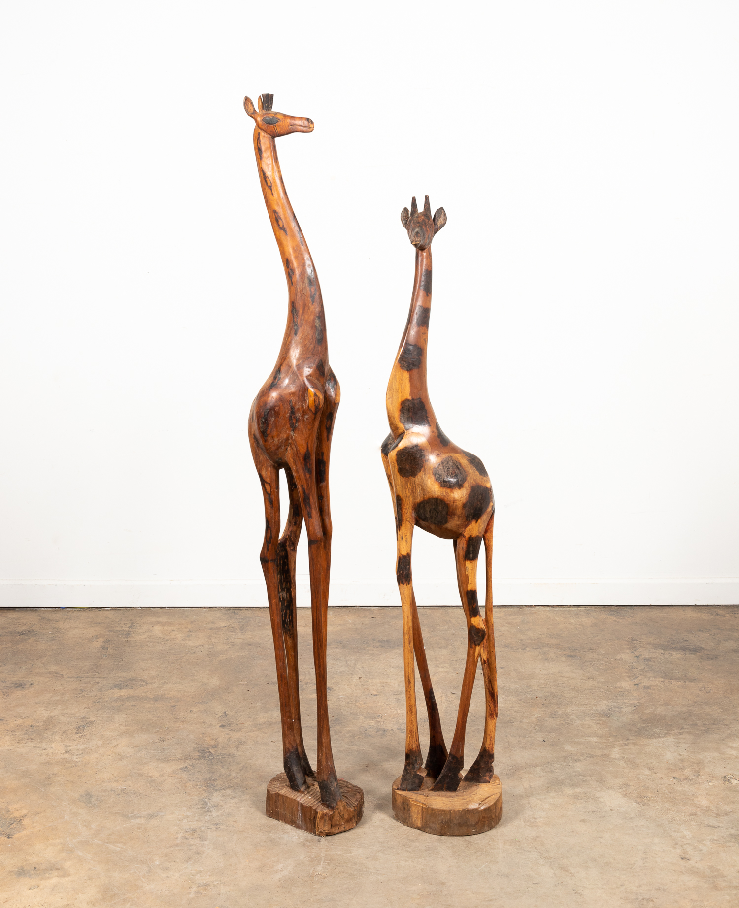 TWO STANDING CARVED WOOD AFRICAN