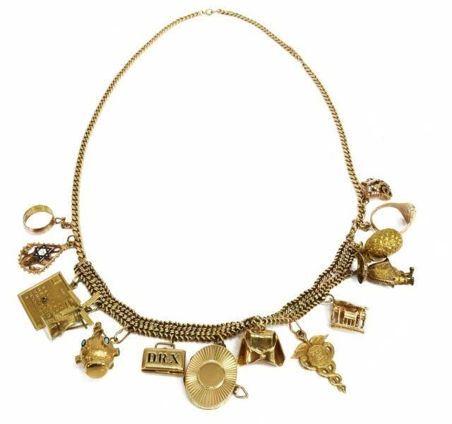 14KT GOLD CHARM NECKLACE W FOURTEEN 35a2c6