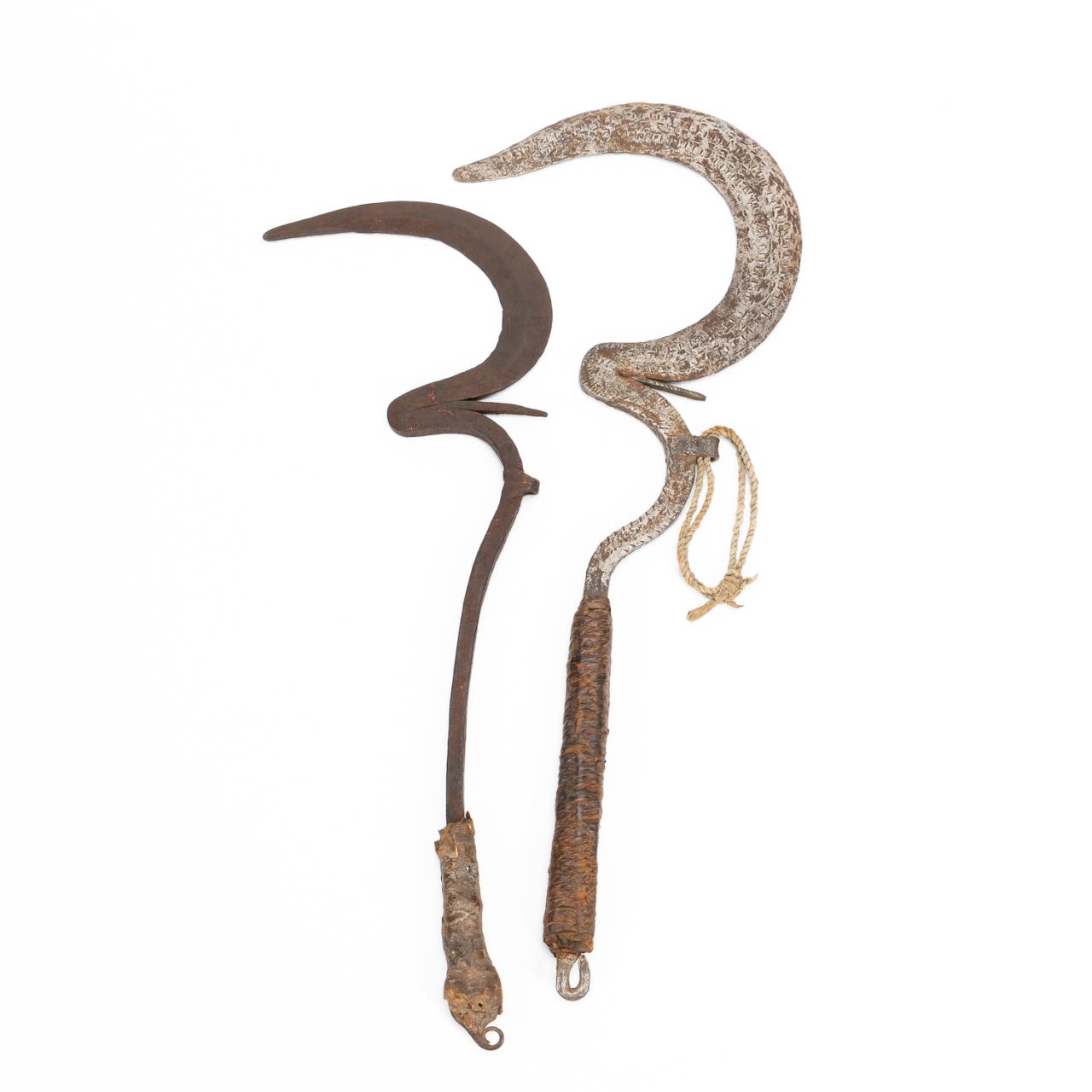 TWO AFRICAN SENGESE SICKLE THROWING