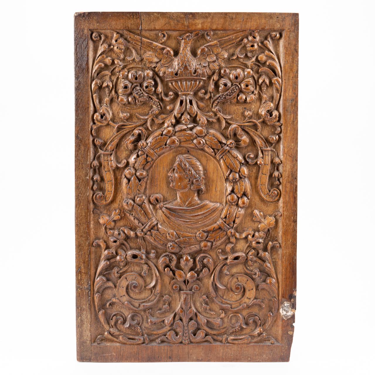 18TH C. ITALIAN CARVED OAK PANEL