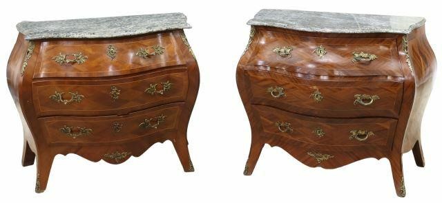  2 FRENCH STYLE MARBLE TOP BOMBE 35a2ee