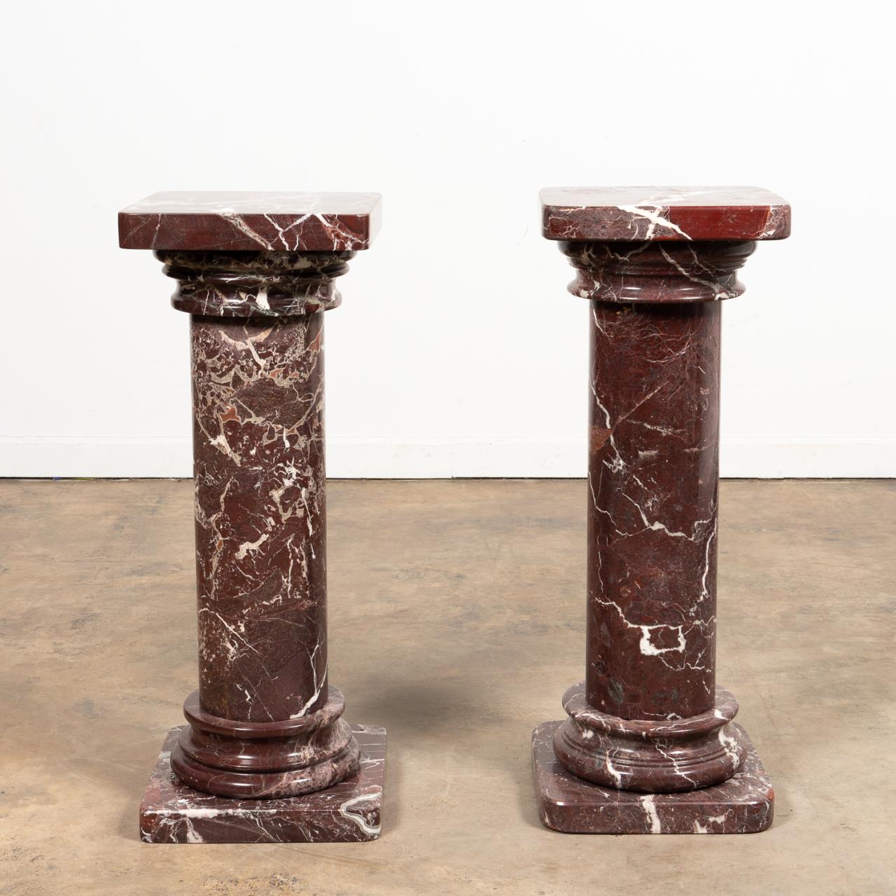 PAIR ROSSO LEVANTO MARBLE COLUMN 35a309