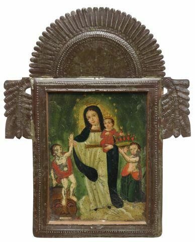 OIL ON TIN RETABLO OUR LADY OF 35a336