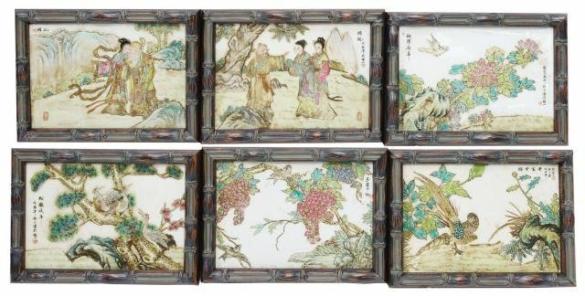  6 FRAMED CHINESE PORCELAIN PLAQUES lot 35a349