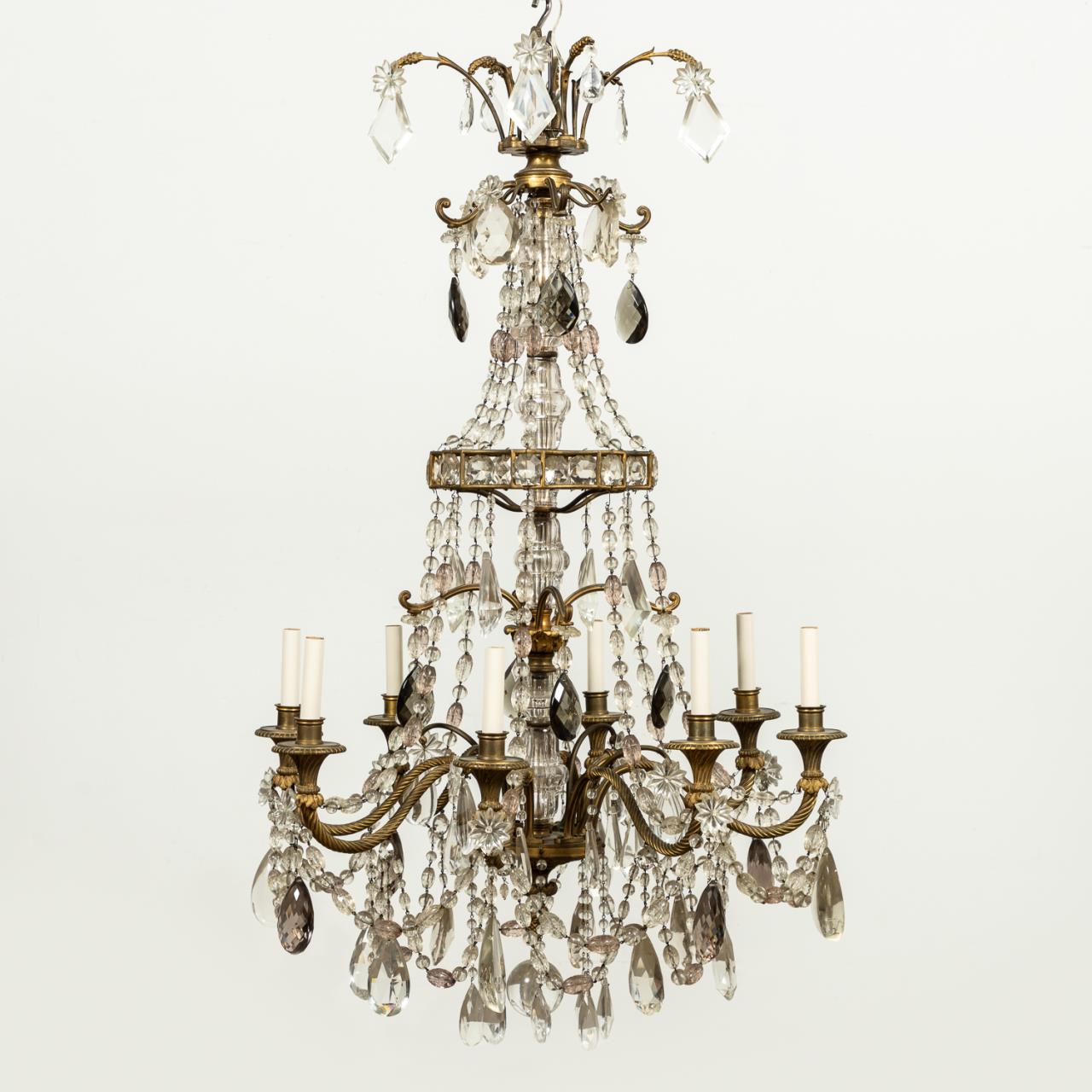 19TH C. BACCARAT-TYPE 8-LIGHT CRYSTAL