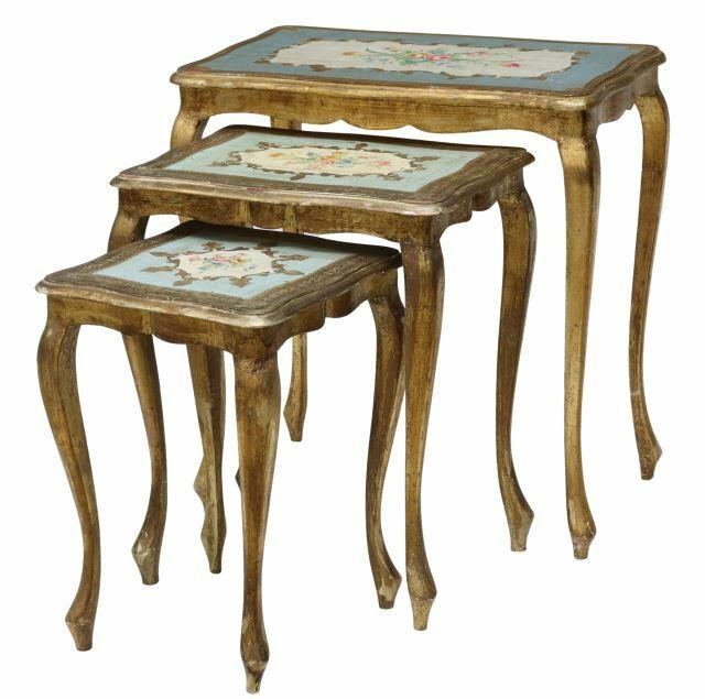  3 VENETIAN PARCEL GILT PAINTED 35a384