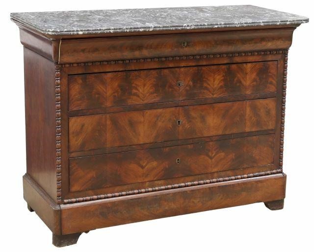 FRENCH MARBLE TOP MAHOGANY FIVE DRAWER 35a390