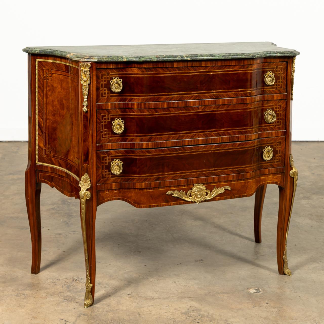 LOUIS XV-STYLE MARBLE TOP THREE-DRAWER