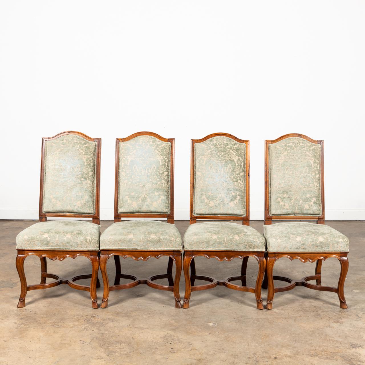 SET OF FOUR REGENCE-STYLE UPHOLSTERED