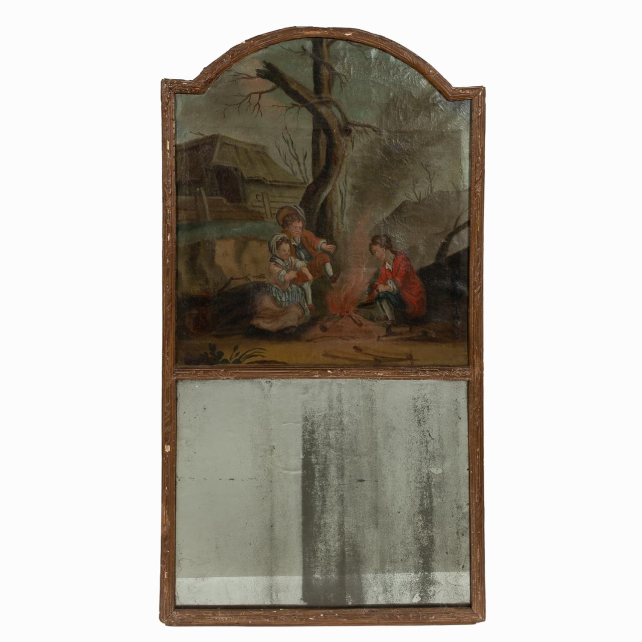 FRENCH TRUMEAU MIRROR WITH GENRE