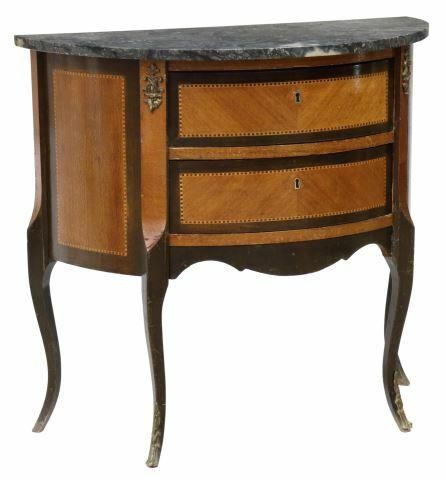 FRENCH STYLE MARBLE-TOP DEMILUNE