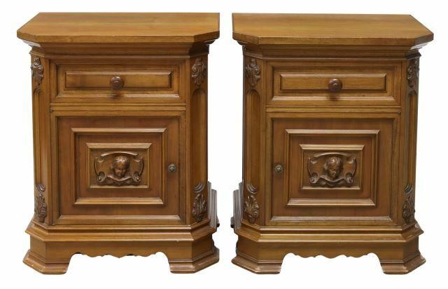 (2) ITALIAN RENAISSANCE STYLE WALNUT