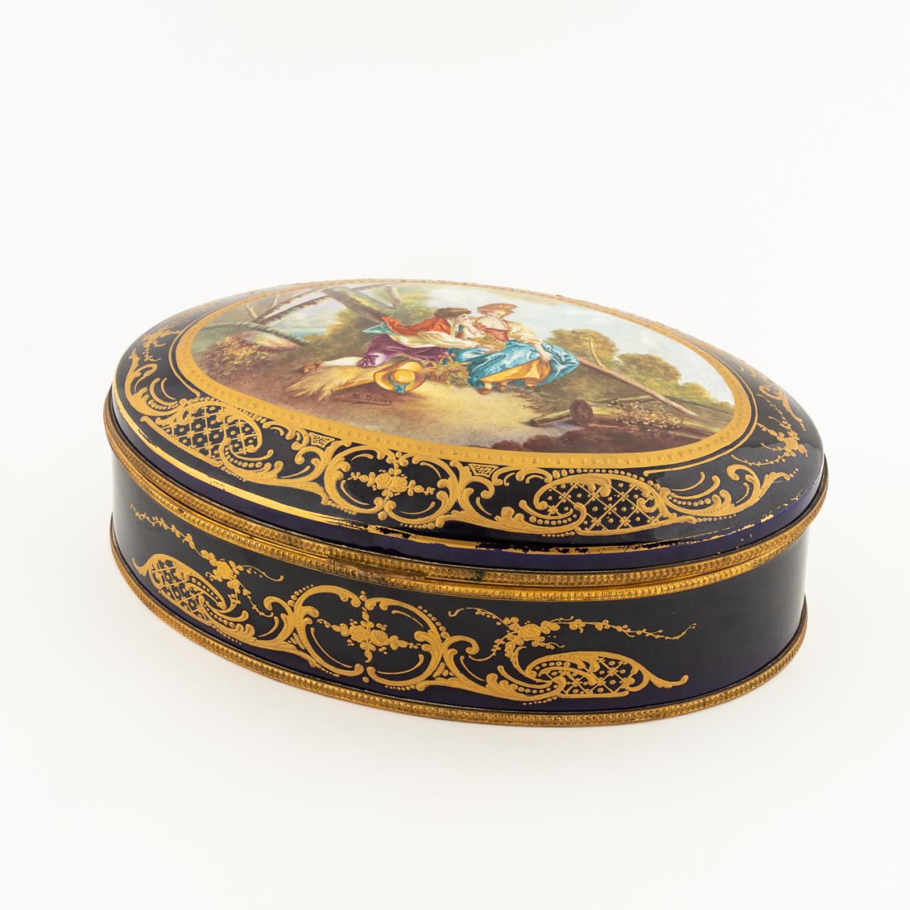 SEVRES-STYLE LIMOGES OVAL LIDDED