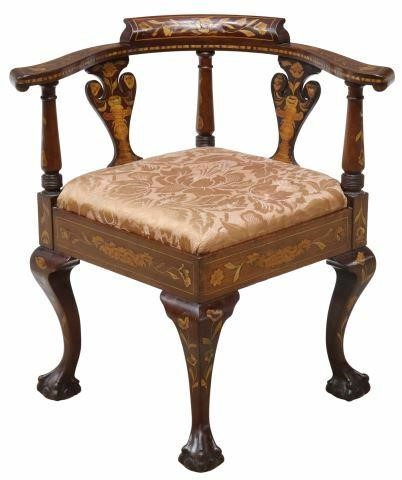 DUTCH FLORAL MARQUETRY CORNER CHAIRMarquetry 35a433