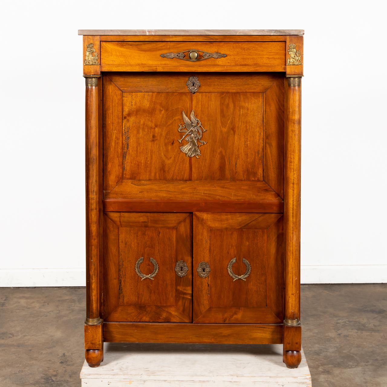 19TH C. FRENCH MARBLE TOP SECRETAIRE