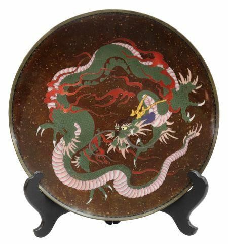 JAPANESE CLOISONNE GOLDSTONE DRAGON 35a474