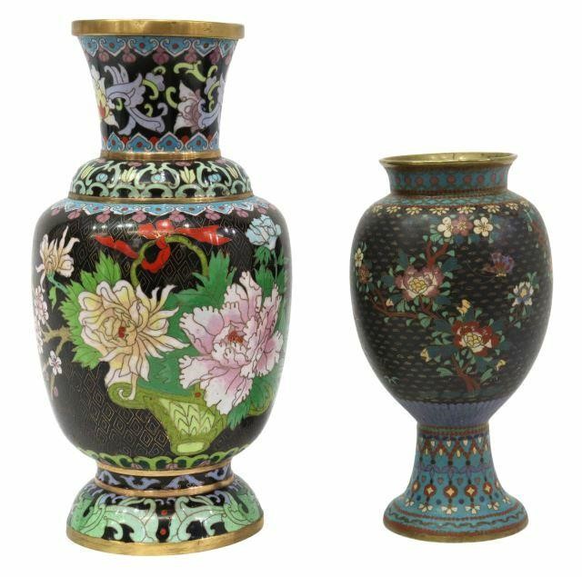  2 CHINESE CLOISONNE ENAMEL FLORAL 35a488