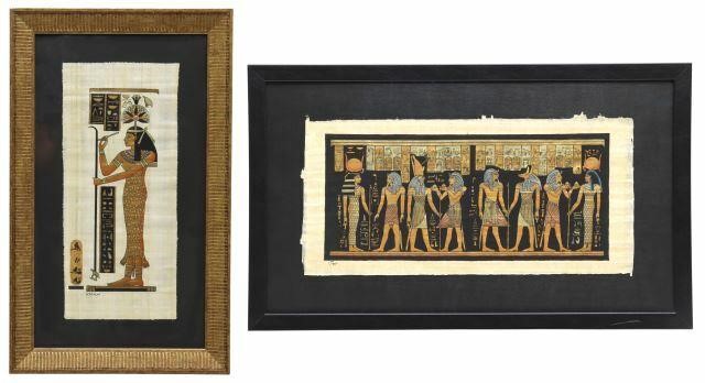  2 FRAMED EGYPTIAN STYLE PAINTED 35a4b7
