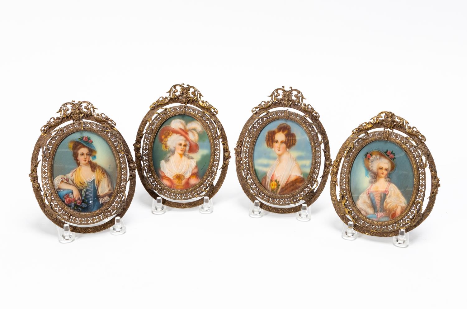 GROUP OF 4 CONTINENTAL PORTRAIT MINIATURES