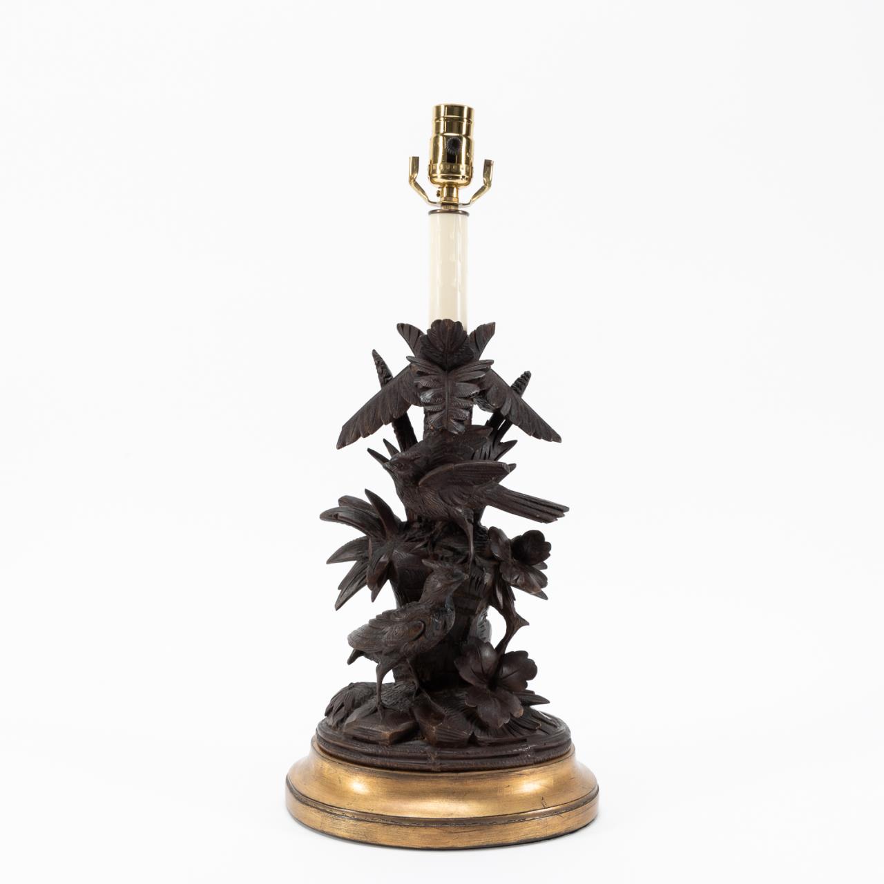 BLACK FOREST CARVED TABLE LAMP 35a50c