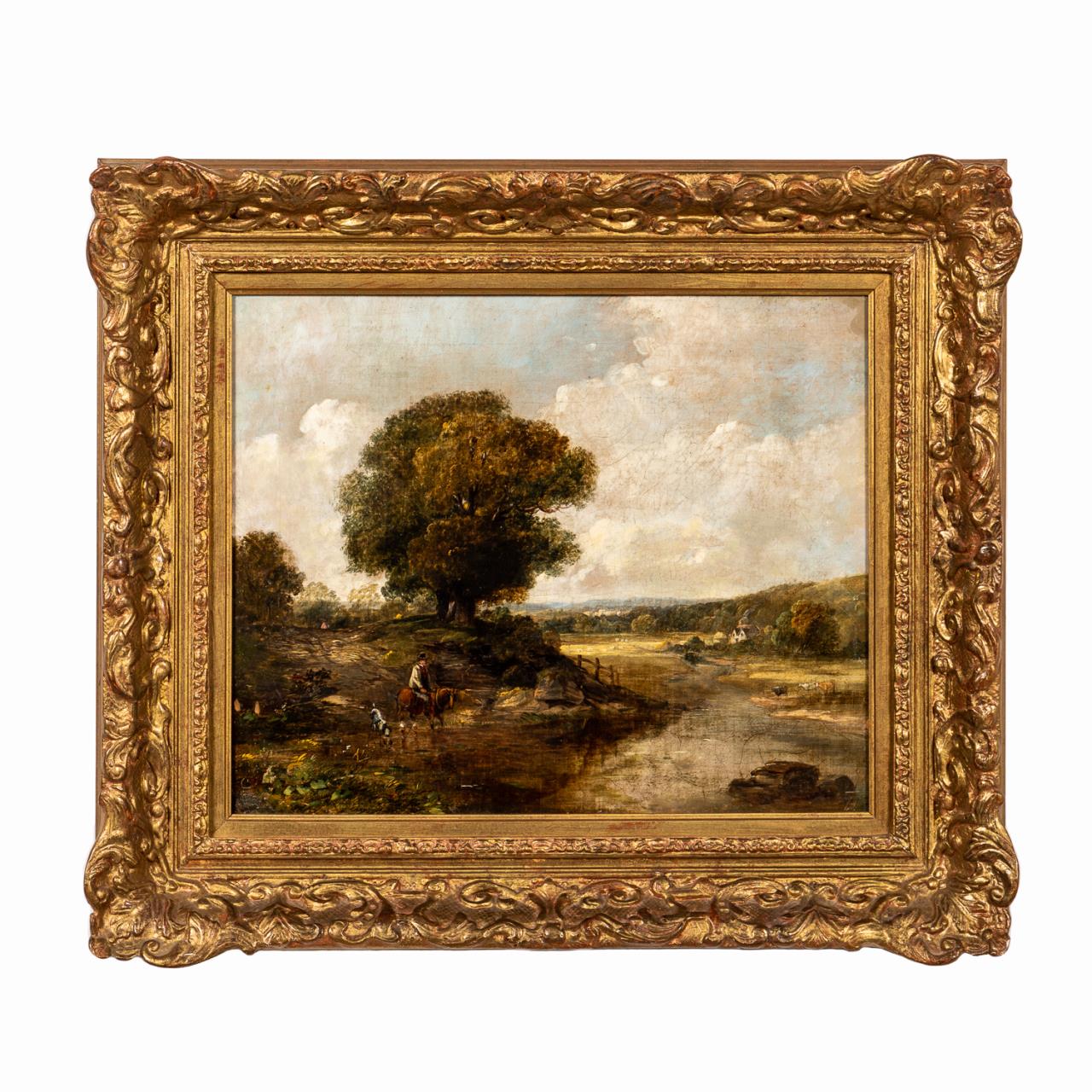 19TH C ENGLISH LANDSCAPE WITH TRAVELER 35a597