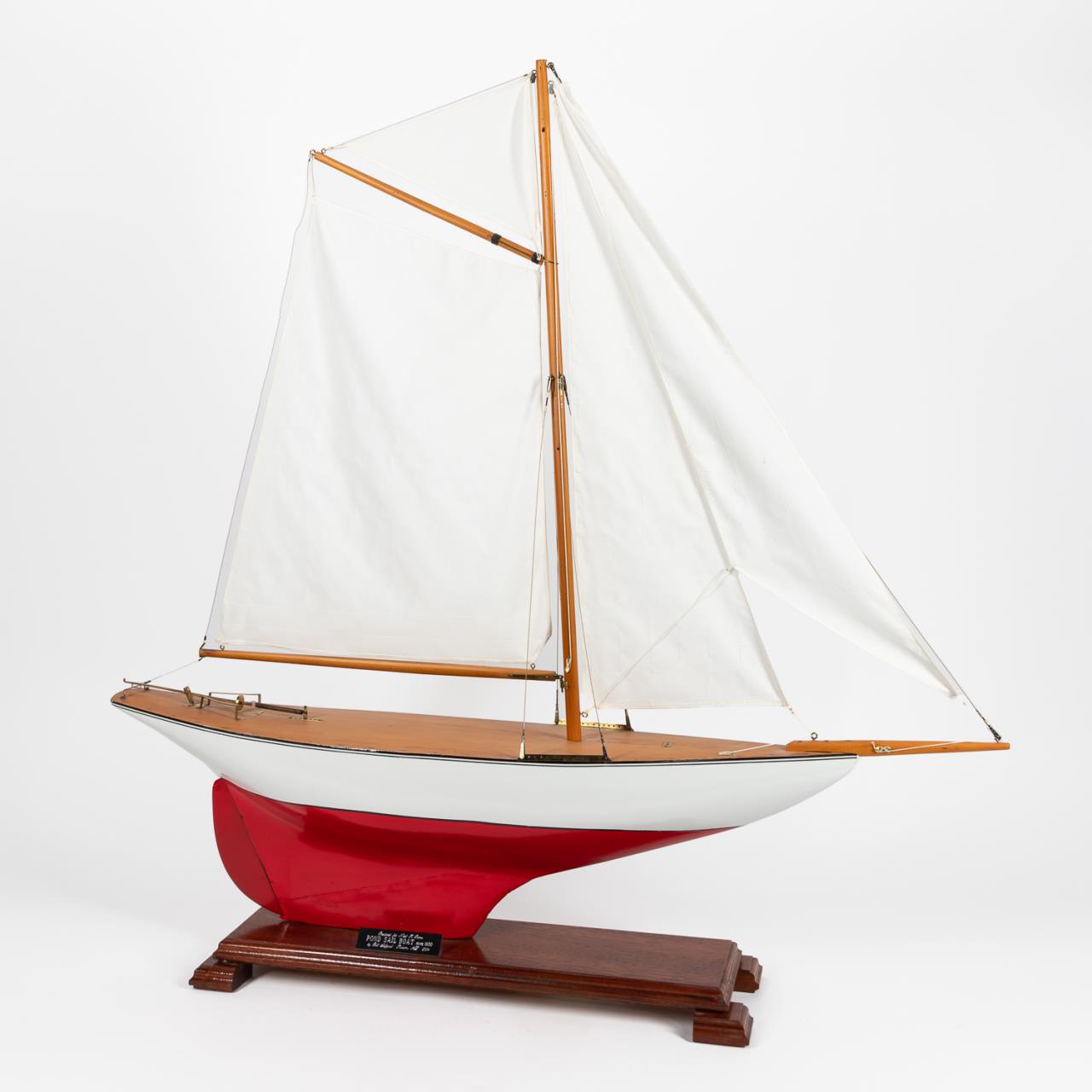 LARGE POND SAILBOAT ON MAHOGANY