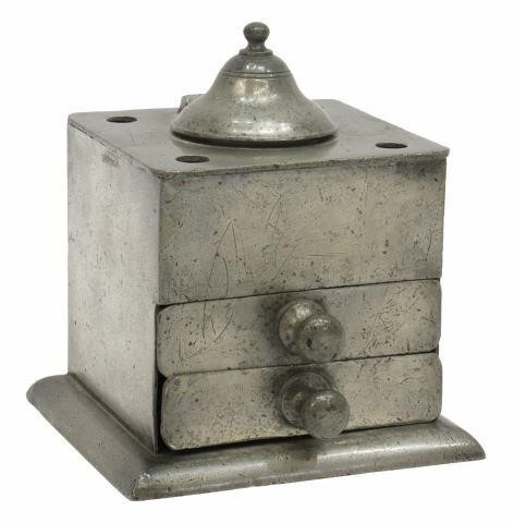 PEWTER INKWELL MAIL COACH OFFICE
