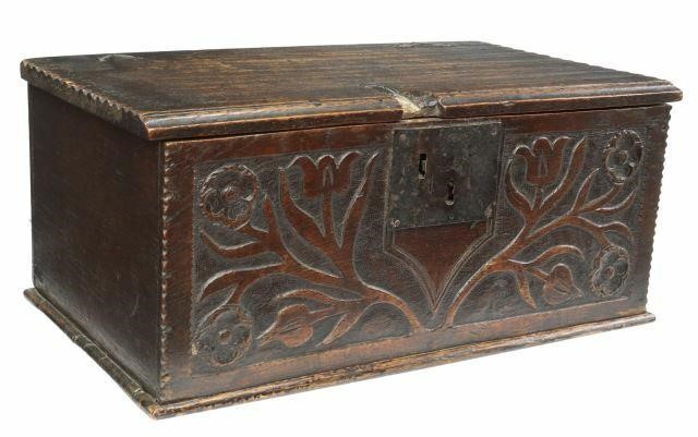 AMERICAN CARVED OAK BIBLE BOX POSSIBLY 35a5f8