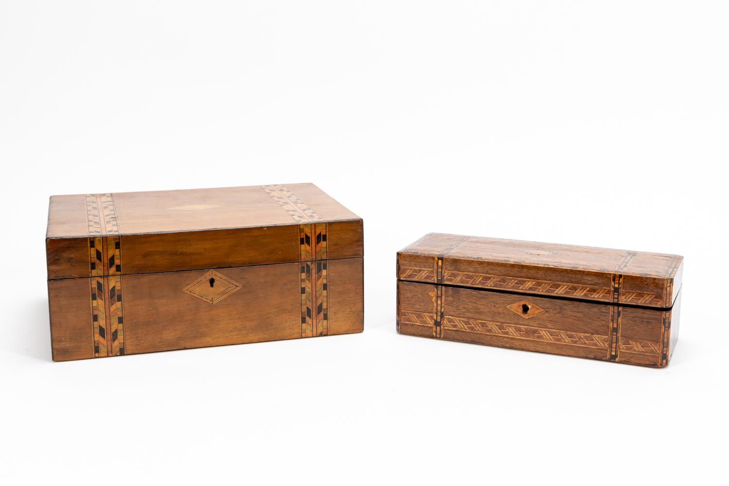 TWO 19TH C ENGLISH PARQUETRY INLAID 35a609
