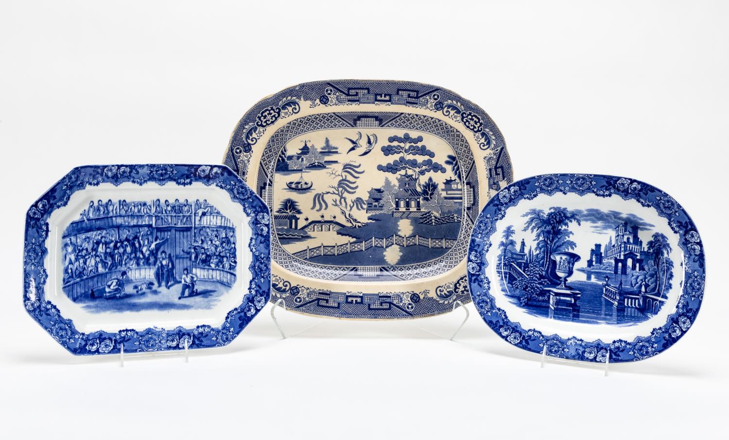 3 PC ENGLISH BLUE & WHITE TRANSFERWARE