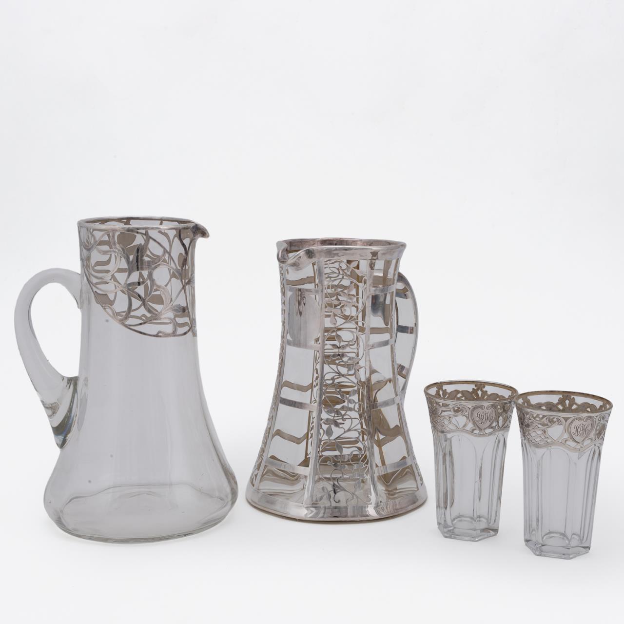 4 PCS, SILVER OVERLAY BARWARE,