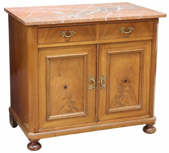 CONTINENTAL MARBLE TOP WALNUT SIDEBOARDContinental 35a656