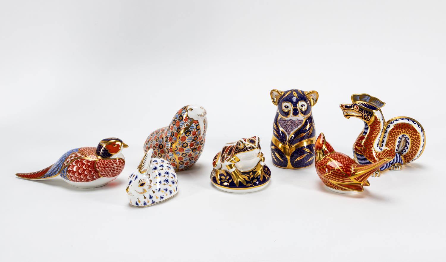 7 PCS, ROYAL CROWN DERBY ANIMAL FIGURINES