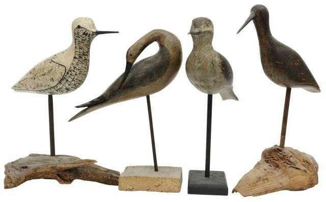 (4) SHOREBIRD DECOYS, BURR FAMILY,