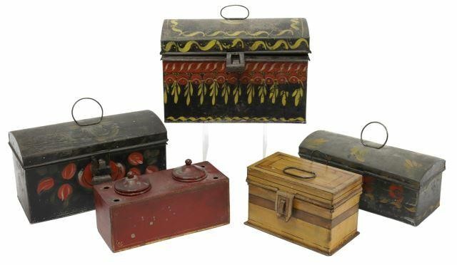 (5) AMERICAN TOLE PAINTED BOXES