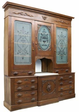 MONUMENTAL AMERICAN VICTORIAN WALNUT 35a6b3