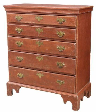 AMERICAN CHIPPENDALE CHEST OF DRAWERS  35a6d2