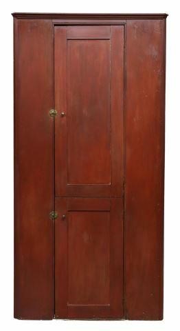 VERMONT RED PAINTED CORNER CABINET,
