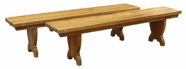 2 FRENCH PROVINCIAL OAK BENCHES  35a6fc