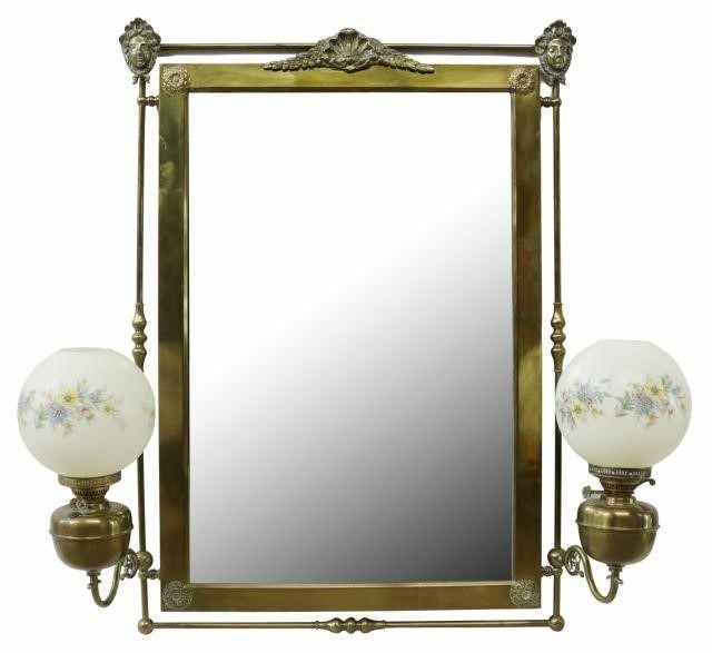 ENGLISH VICTORIAN STYLE BRASS MIRROR 35a714