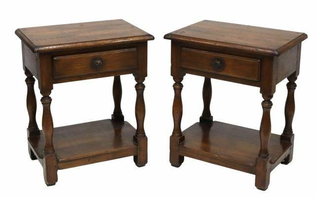  2 FRENCH PROVINCIAL OAK NIGHTSTANDS pair  35a797
