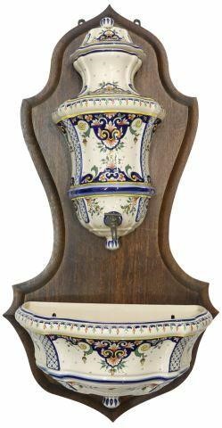 FRENCH HAND-PAINTED FAIENCE LAVABO