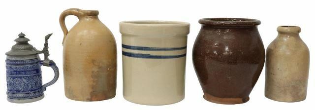 (5) STONEWARE & REDWARE VESSEL