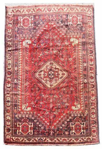 HAND-TIED PERSIAN SHIRAZ RUG, 8'8"