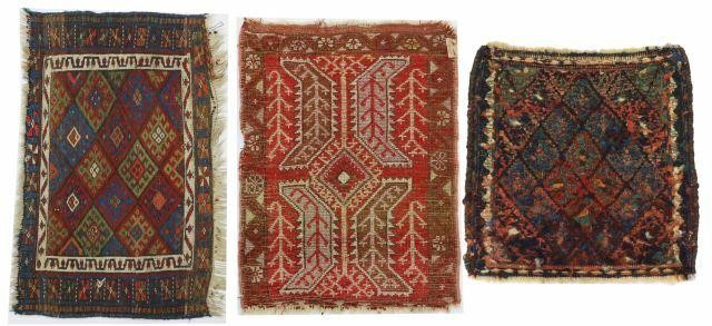  3 SMALL HAND TIED WOOL RUGS lot 35a7de