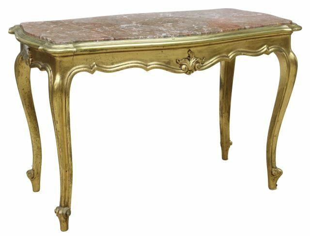 LOUIS XV STYLE MARBLE-TOP GILTWOOD