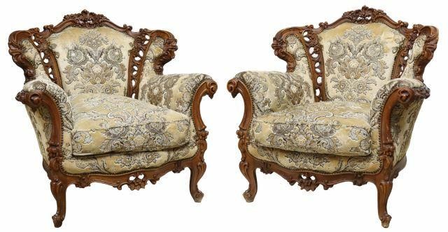  2 ITALIAN LOUIS XV STYLE UPHOLSTERED 35a87b