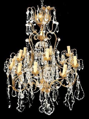 FRENCH GILT IRON CRYSTAL FIFTEEN LIGHT 35a872